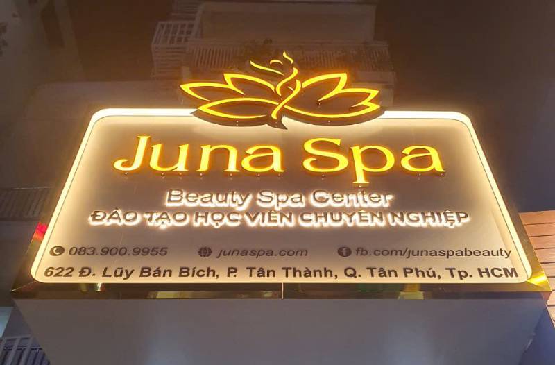 bảng hiệu juna spa cơ sở tân phú