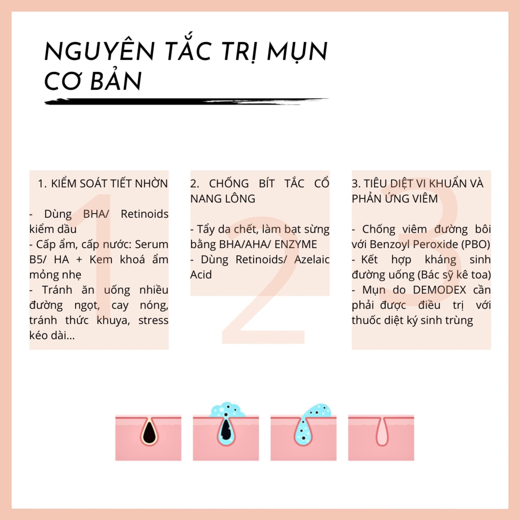 4. Nguyên Tắc Trị Mụn Cơ Bản 